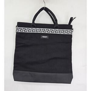 Versace Fragrances Black Canvas Bag Travel Handbag Overnight Shoulder Tote New